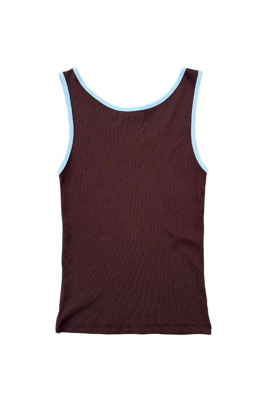 MELLE LOGO BICOLOR RIB TANKTOP | brown