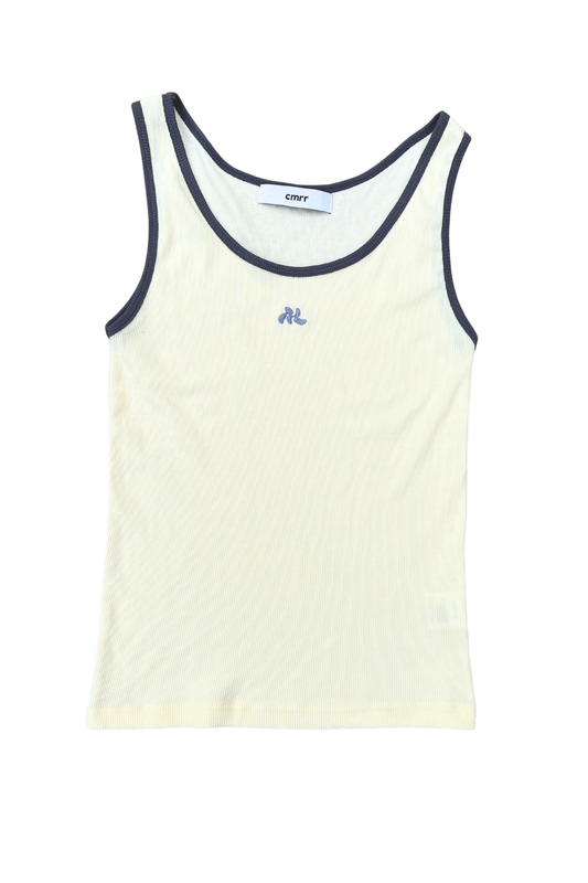 MELLE LOGO BICOLOR RIB TANKTOP |yellow