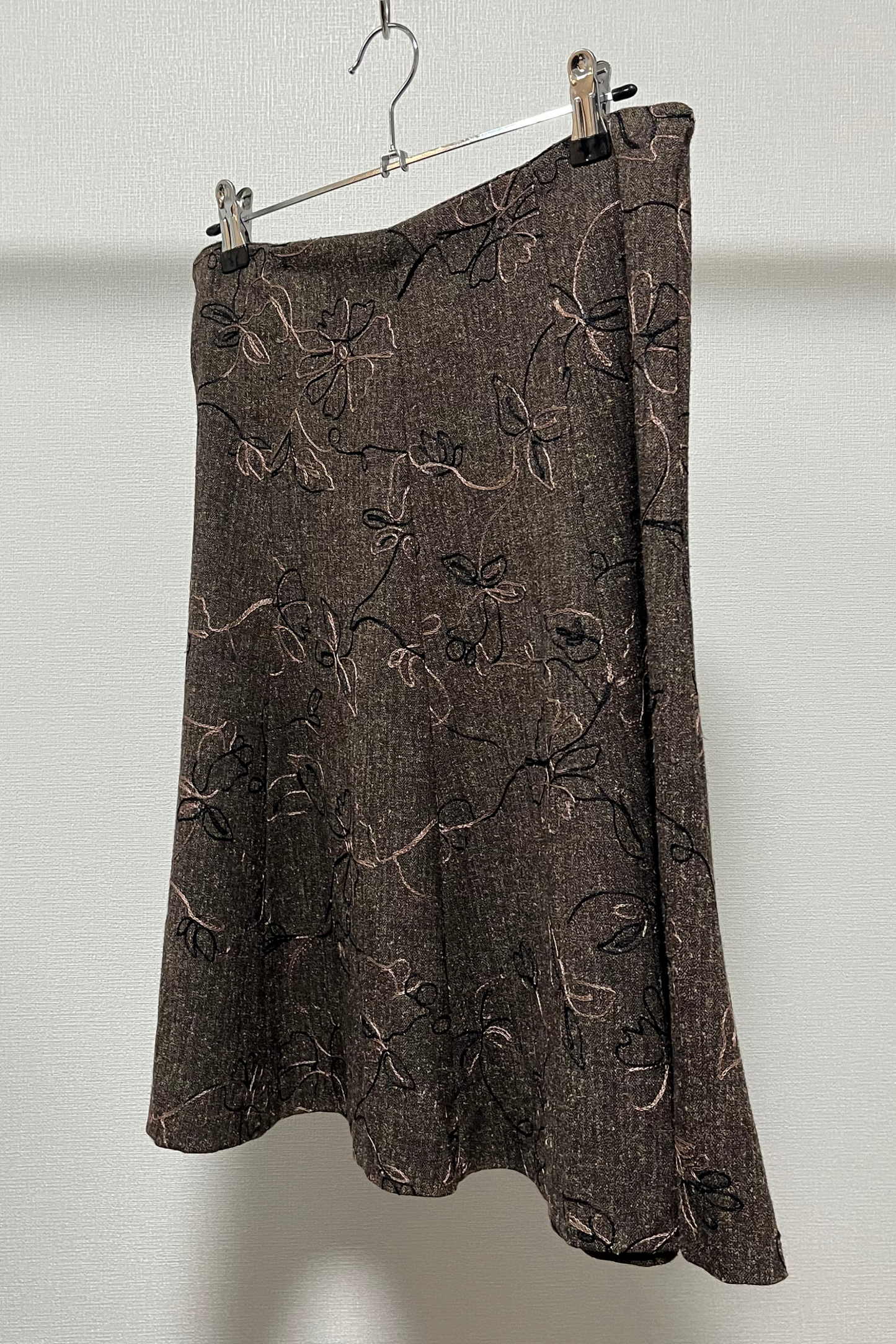 SELECTED VINTAGE / Designed flare flower embroidery skirt