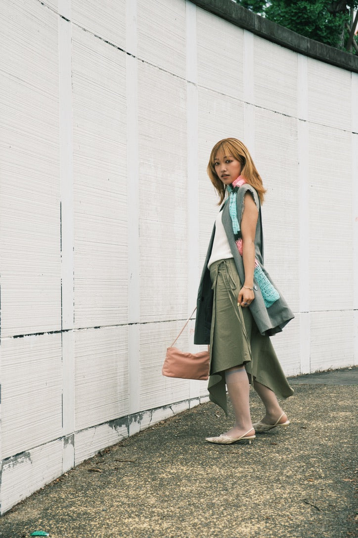 Asymmetric Midi Skirt (Beige)