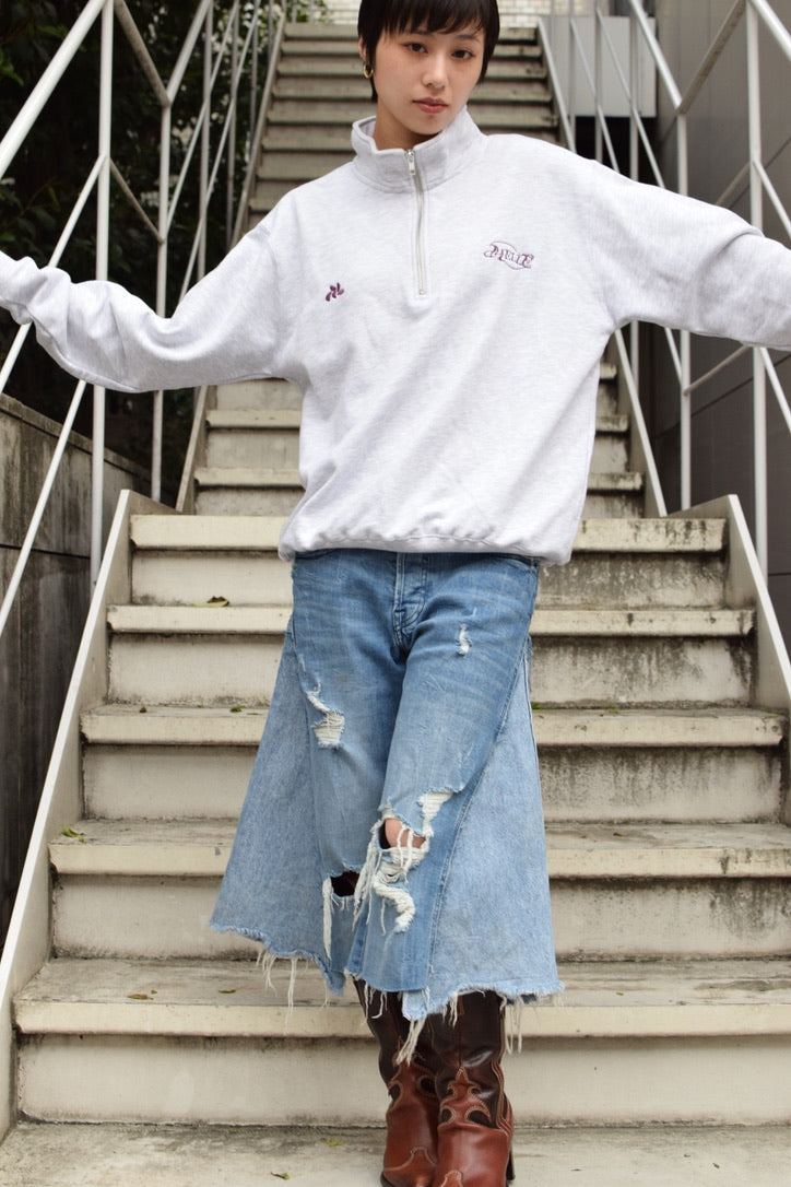 Half-Zip Pile Sweat | ash×burugundy (残りわずか)