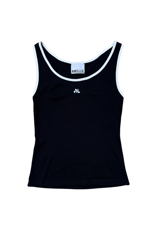 MELLE LOGO BICOLOR RIB TANKTOP | black