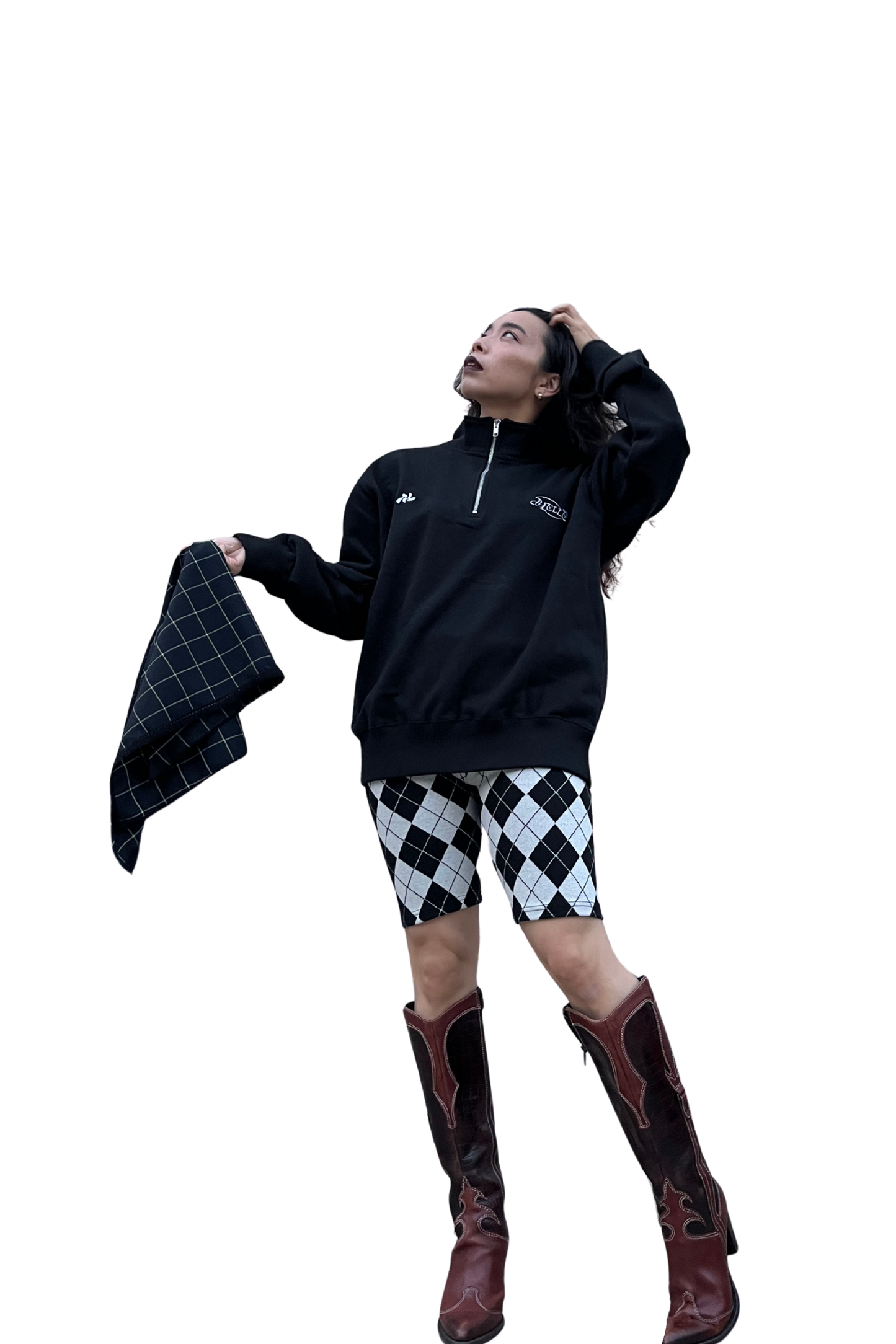 Half-Zip Pile Sweat | black×white (残りわずか)