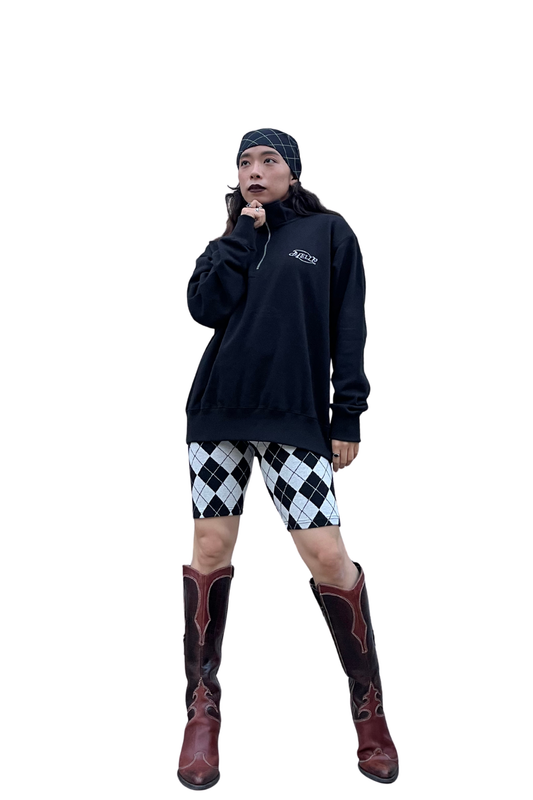 Half-Zip Pile Sweat | black×white (残りわずか)