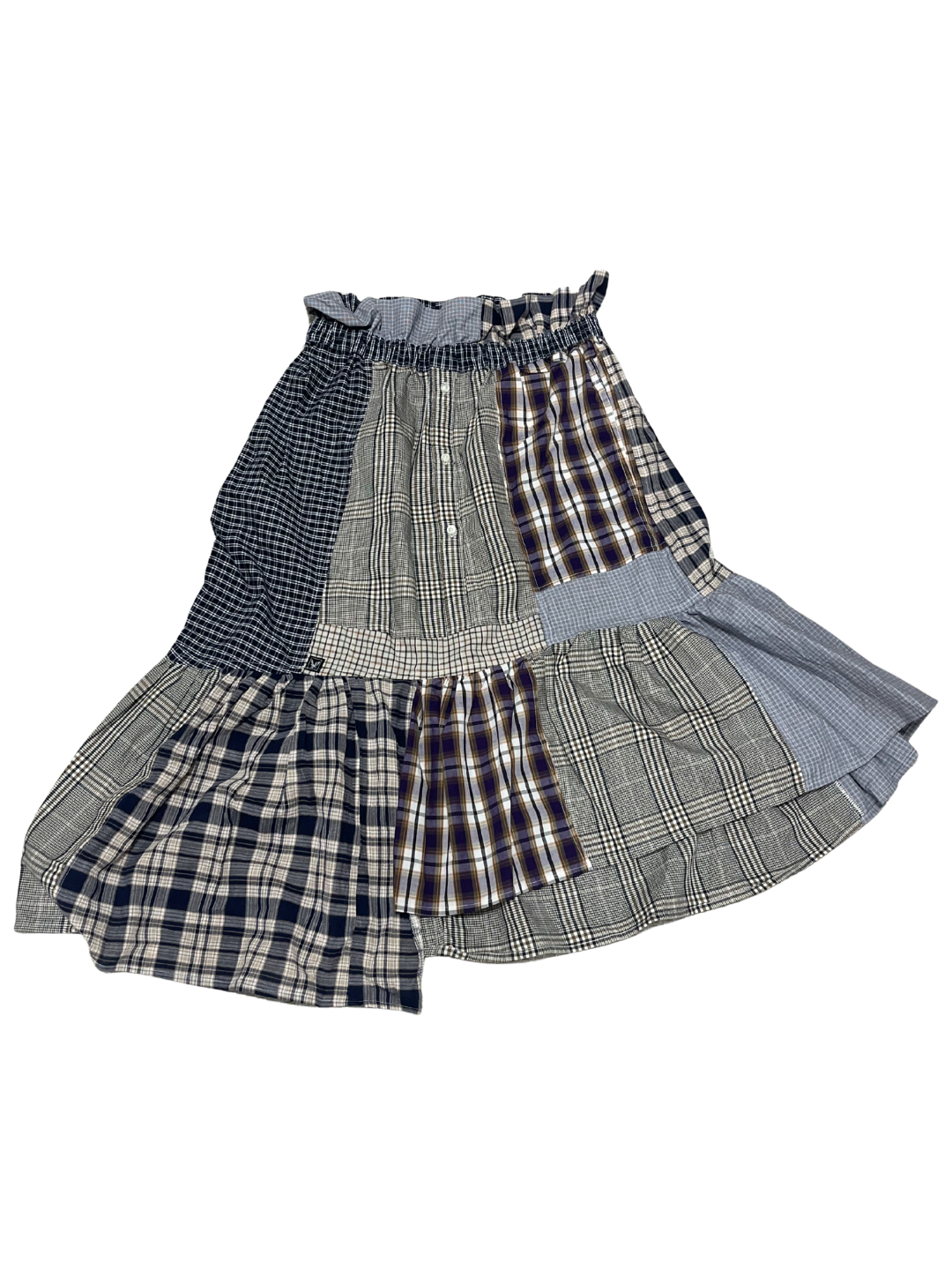 Upcycled Vintage Collection - Patchwork Check Flare Skirt
