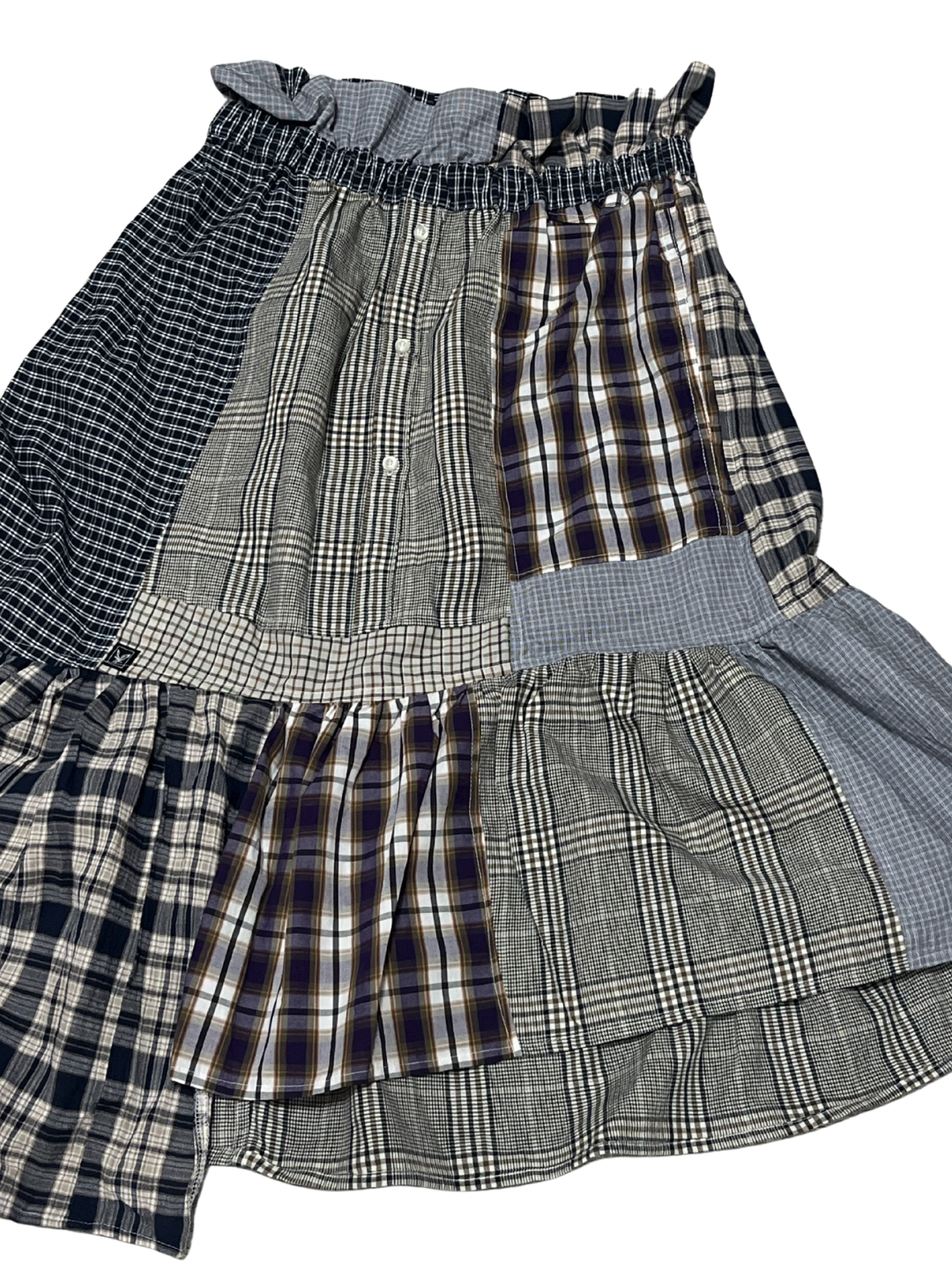 Upcycled Vintage Collection - Patchwork Check Flare Skirt