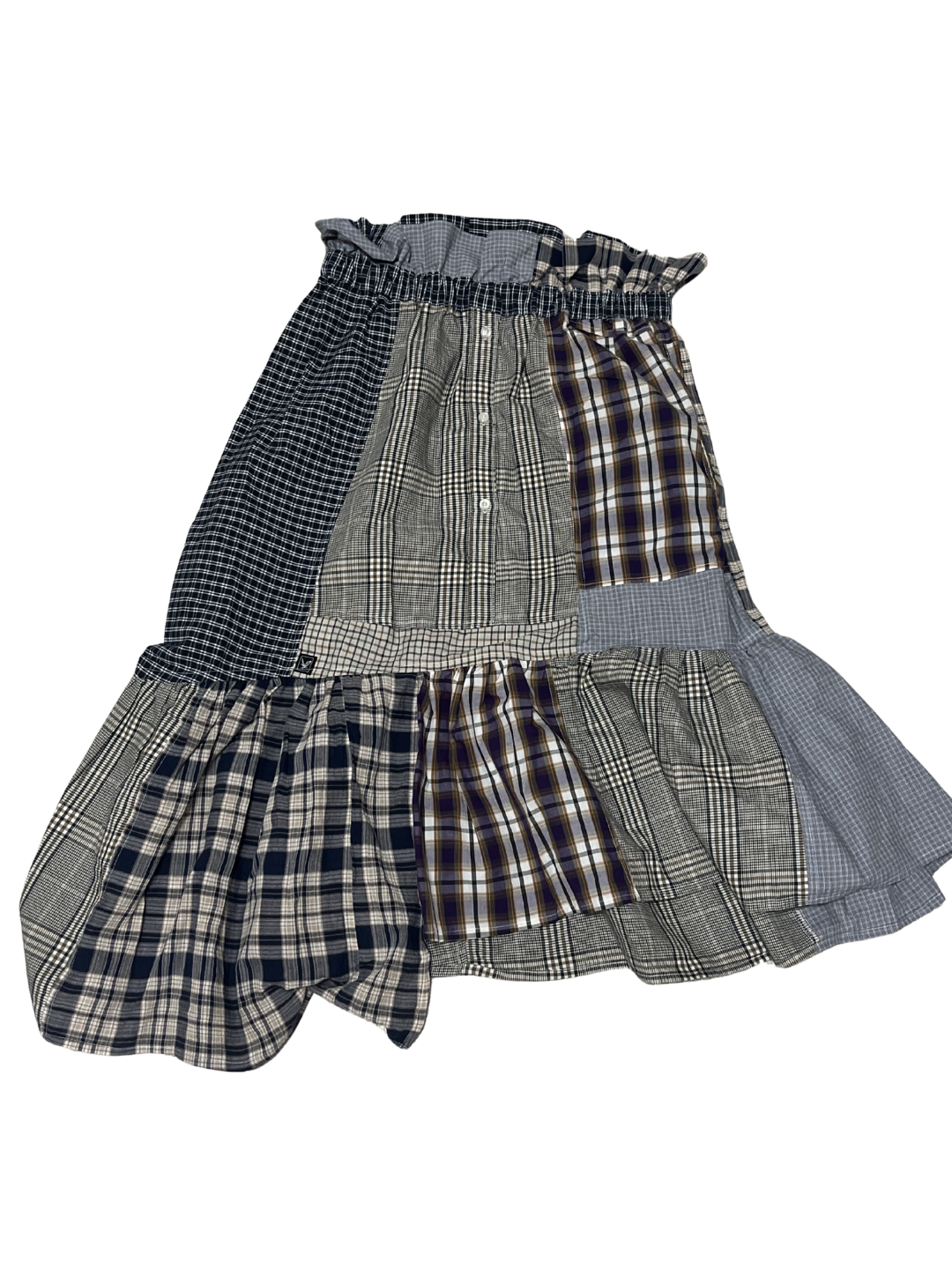 Upcycled Vintage Collection - Patchwork Check Flare Skirt