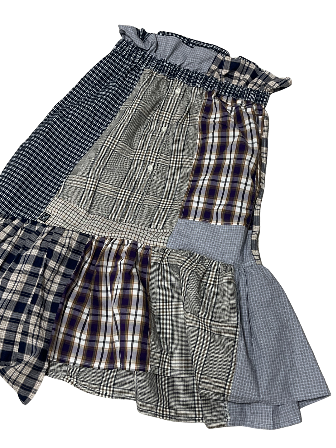 Upcycled Vintage Collection - Patchwork Check Flare Skirt