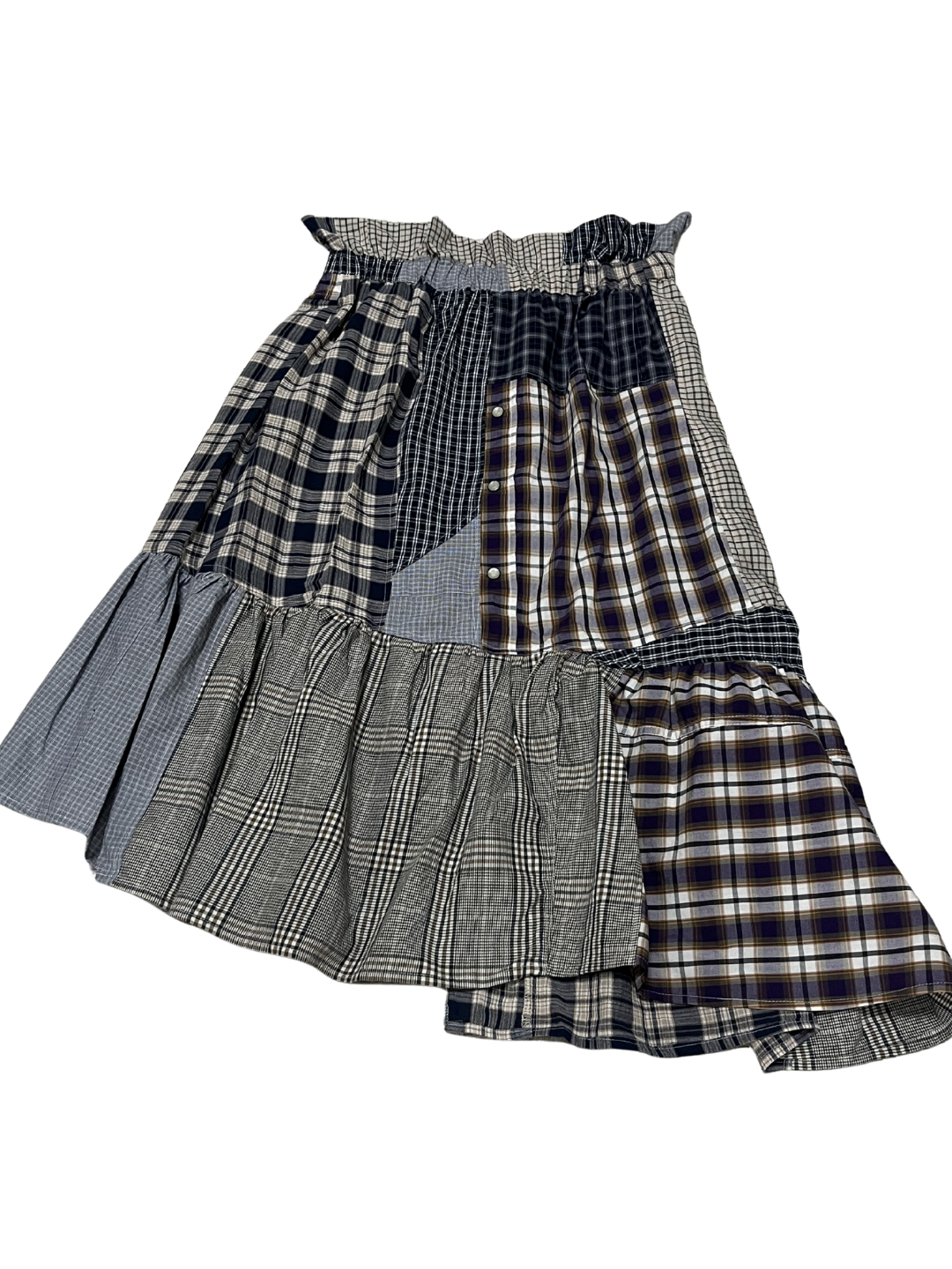 Upcycled Vintage Collection - Patchwork Check Flare Skirt