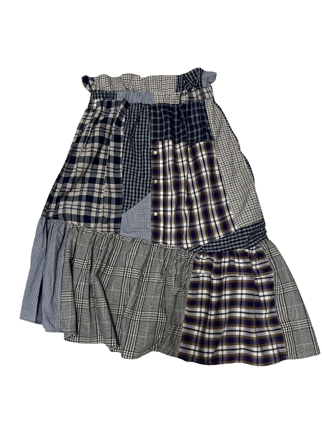 Upcycled Vintage Collection - Patchwork Check Flare Skirt