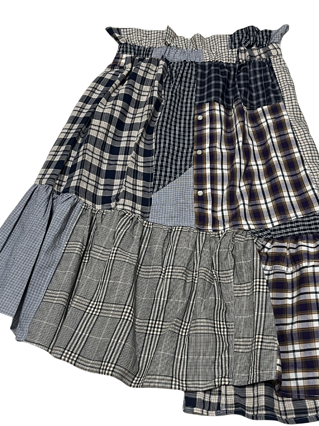 Upcycled Vintage Collection - Patchwork Check Flare Skirt