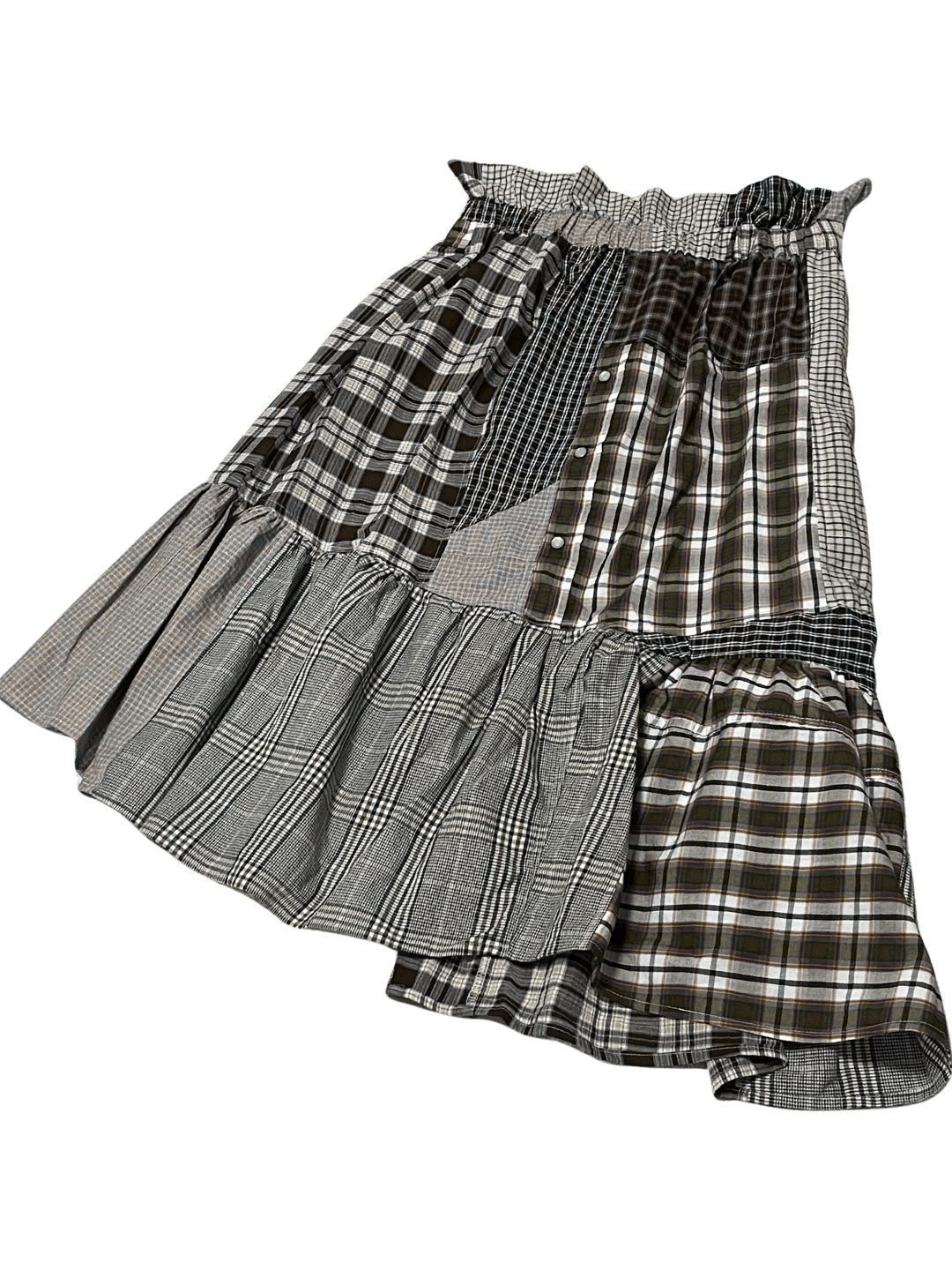 Upcycled Vintage Collection - Patchwork Check Flare Skirt