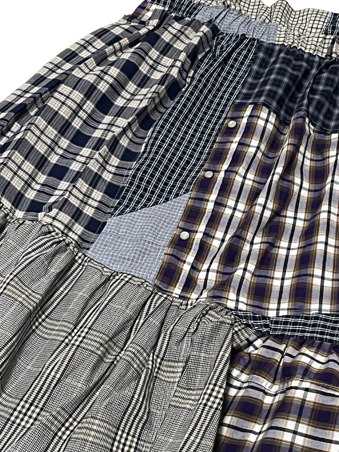 Upcycled Vintage Collection - Patchwork Check Flare Skirt