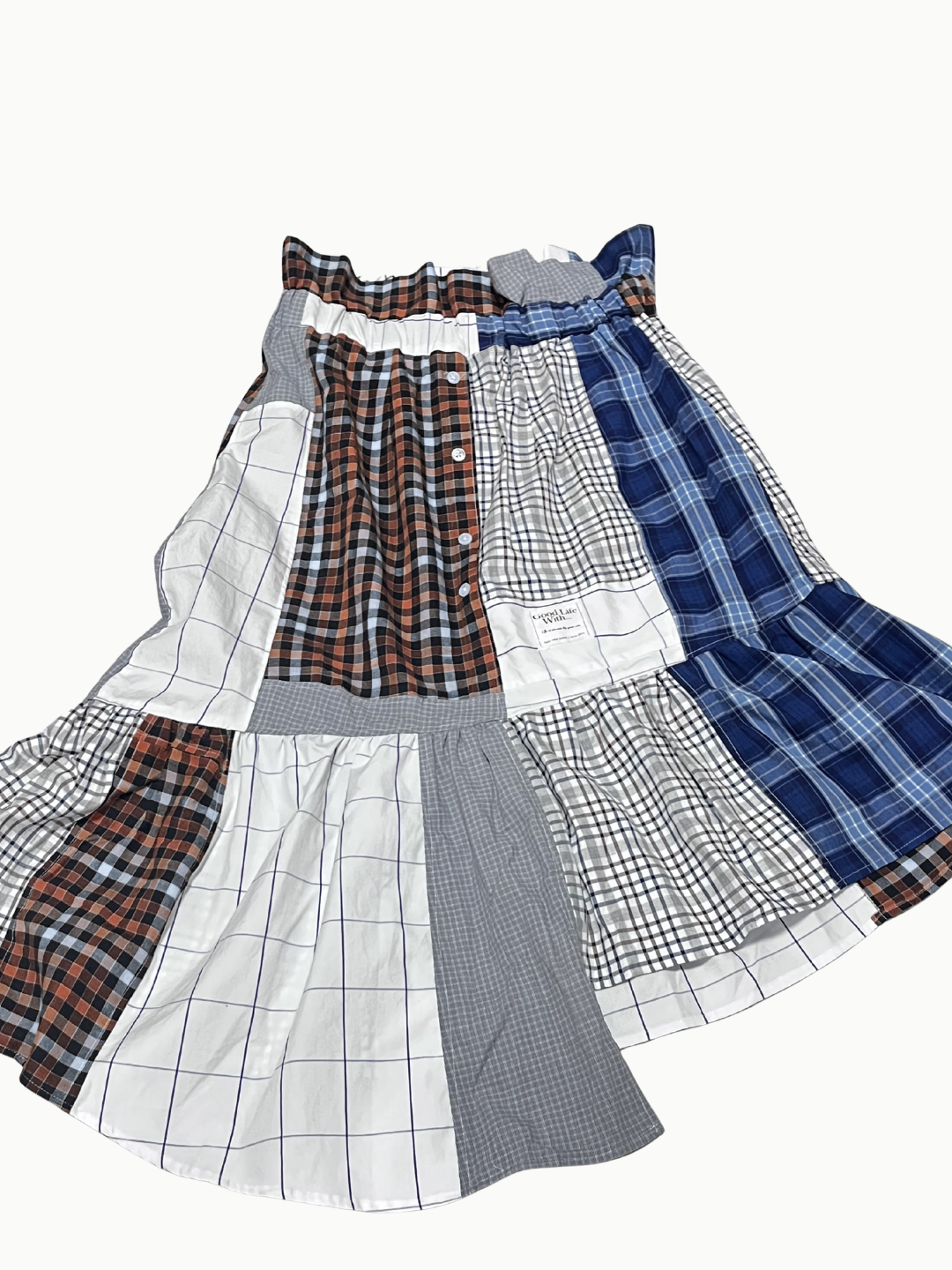 Upcycled Vintage Collection - Patchwork Check Flare Skirt