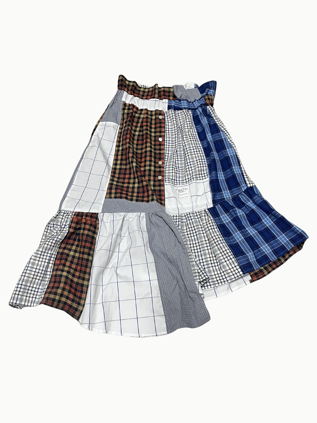 Upcycled Vintage Collection - Patchwork Check Flare Skirt