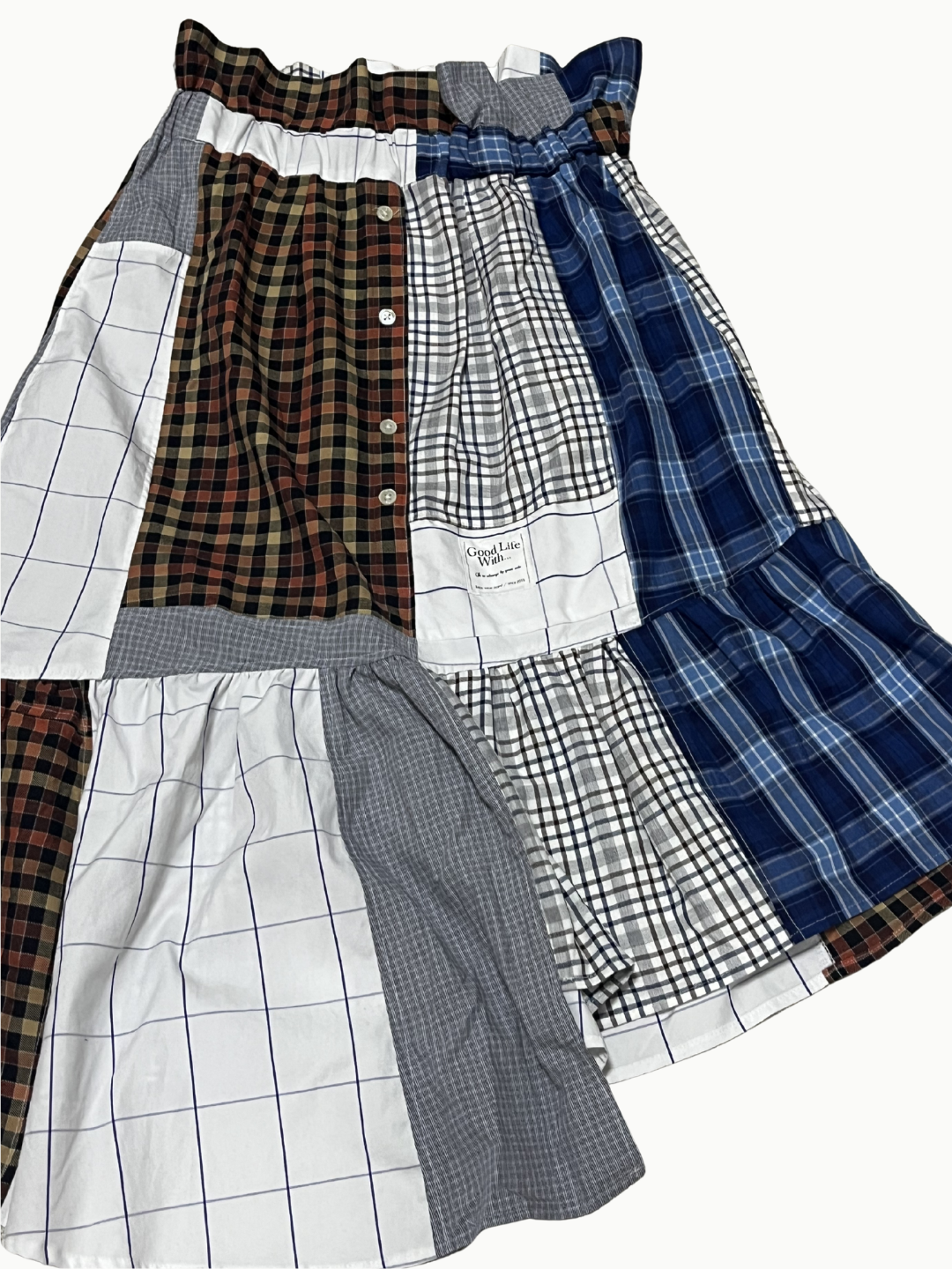 Upcycled Vintage Collection - Patchwork Check Flare Skirt
