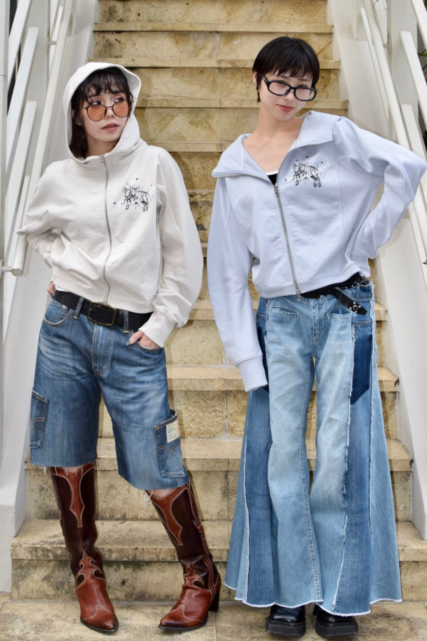 "Two-Headed Sheep" Balloon Fit Hoodie | cream (残り1点)