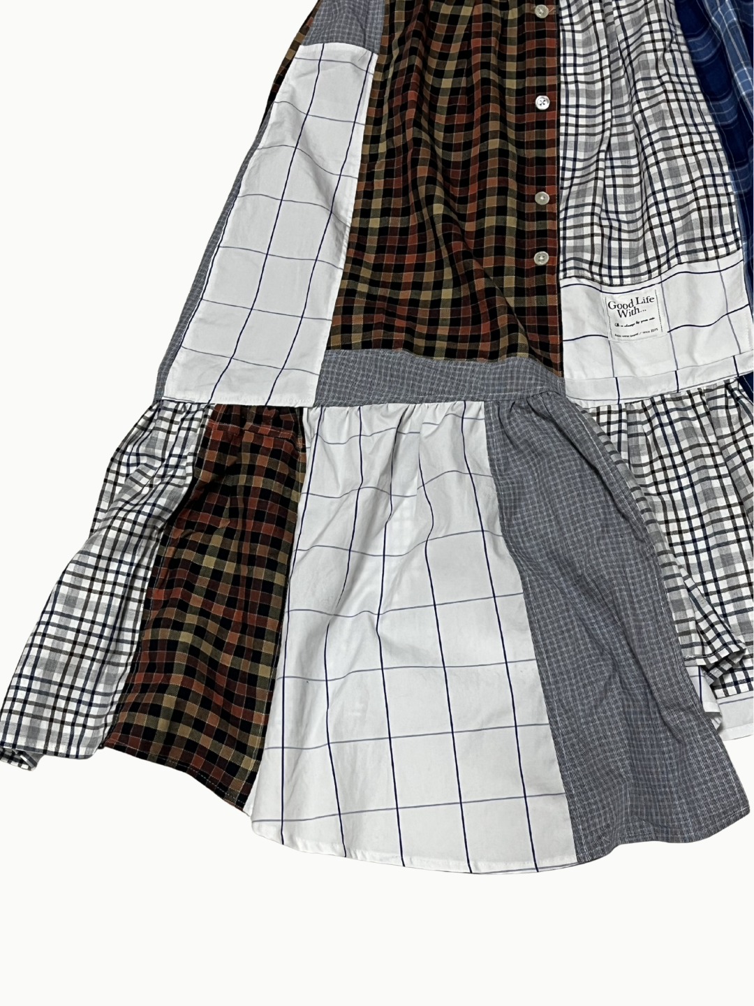 Upcycled Vintage Collection - Patchwork Check Flare Skirt