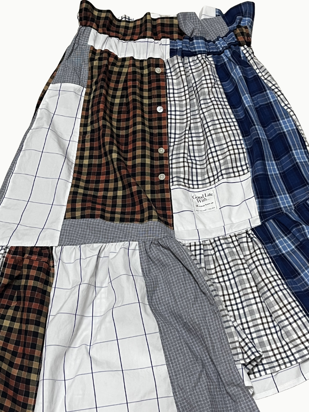 Upcycled Vintage Collection - Patchwork Check Flare Skirt