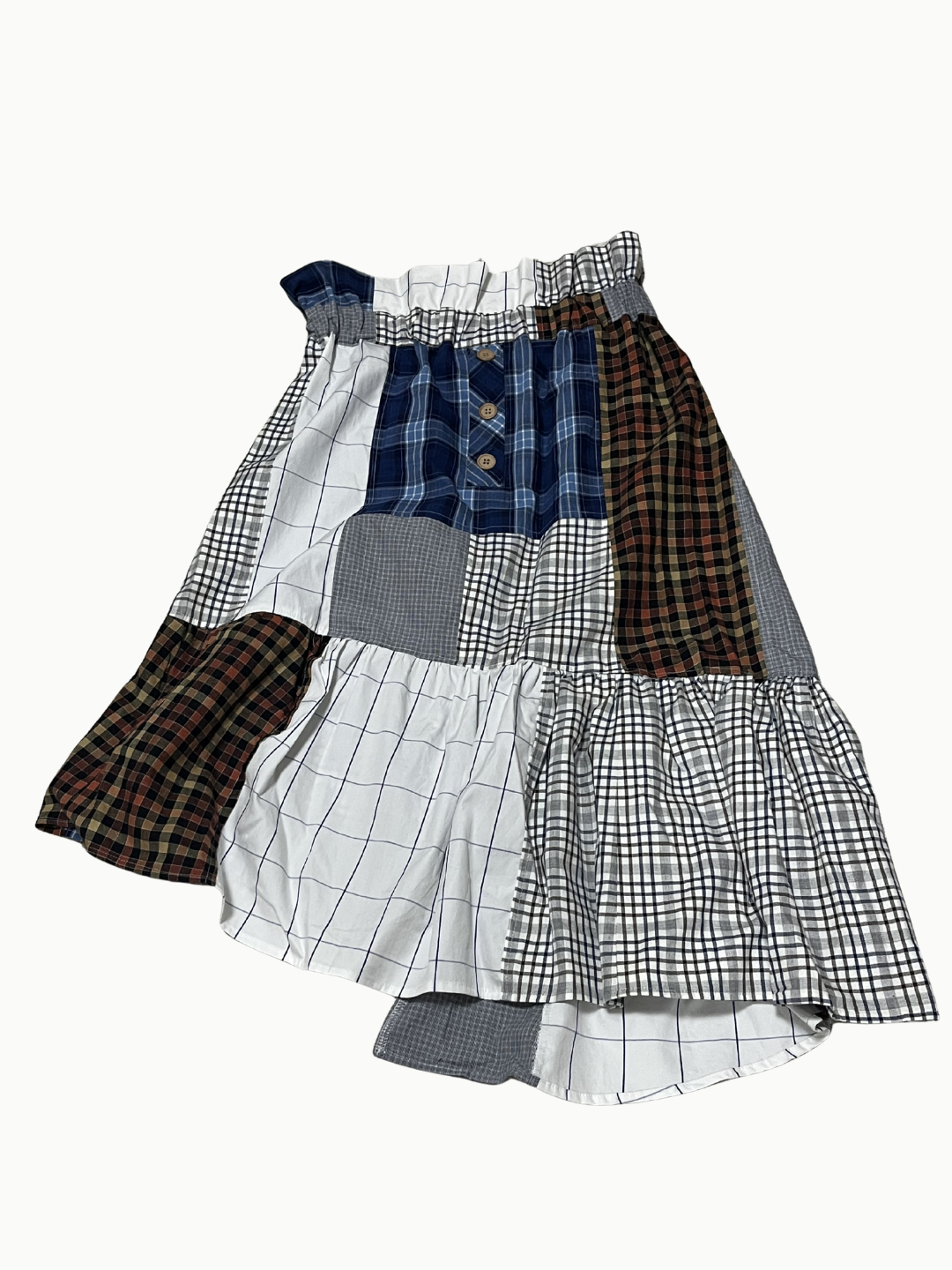Upcycled Vintage Collection - Patchwork Check Flare Skirt