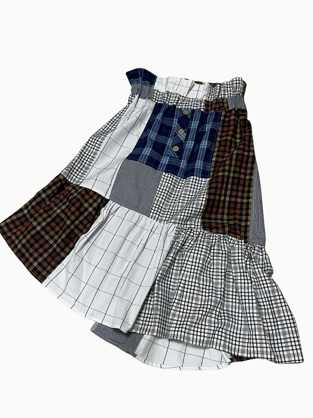 Upcycled Vintage Collection - Patchwork Check Flare Skirt