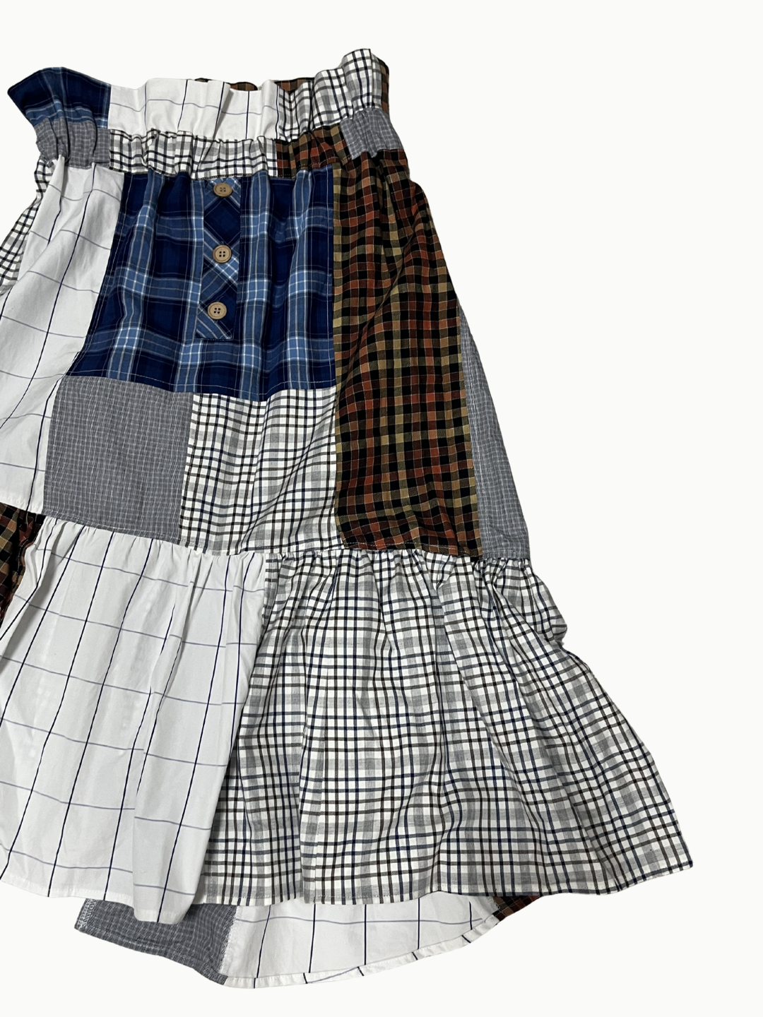 Upcycled Vintage Collection - Patchwork Check Flare Skirt