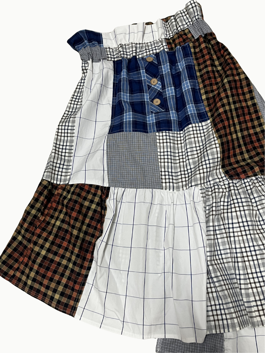 Upcycled Vintage Collection - Patchwork Check Flare Skirt