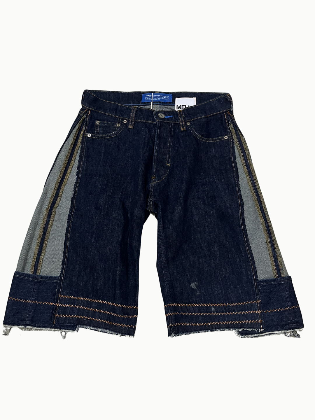 Upcycled Vintage Collection - Double Denim Wide Half Pants (Indigo)