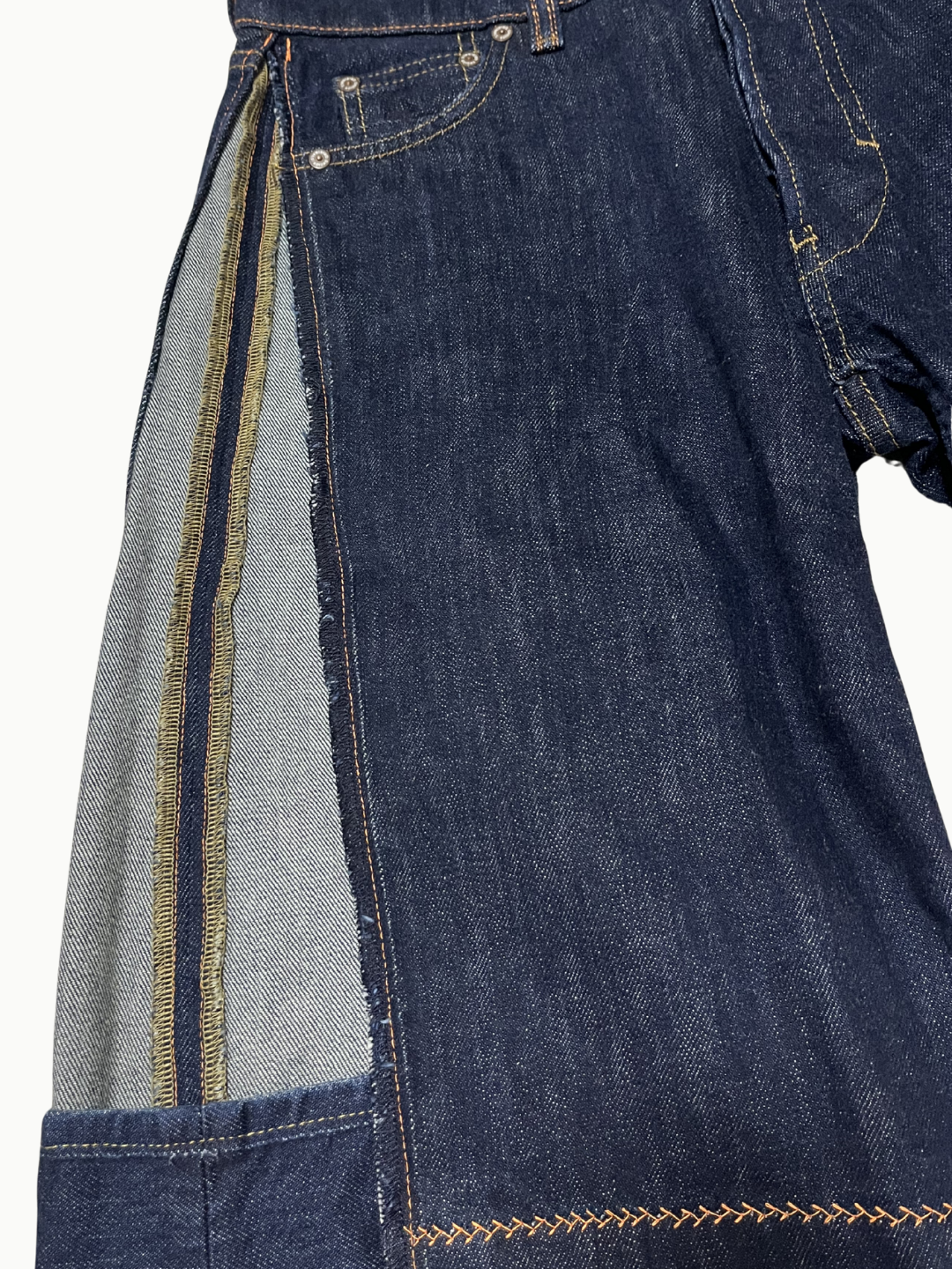 Upcycled Vintage Collection - Double Denim Wide Half Pants (Indigo)