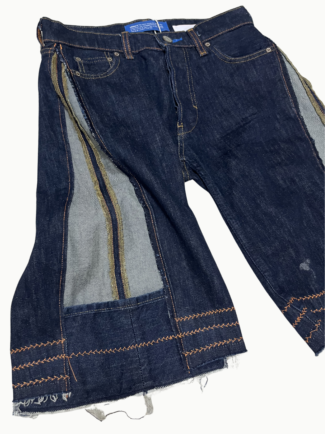 Upcycled Vintage Collection - Double Denim Wide Half Pants (Indigo)