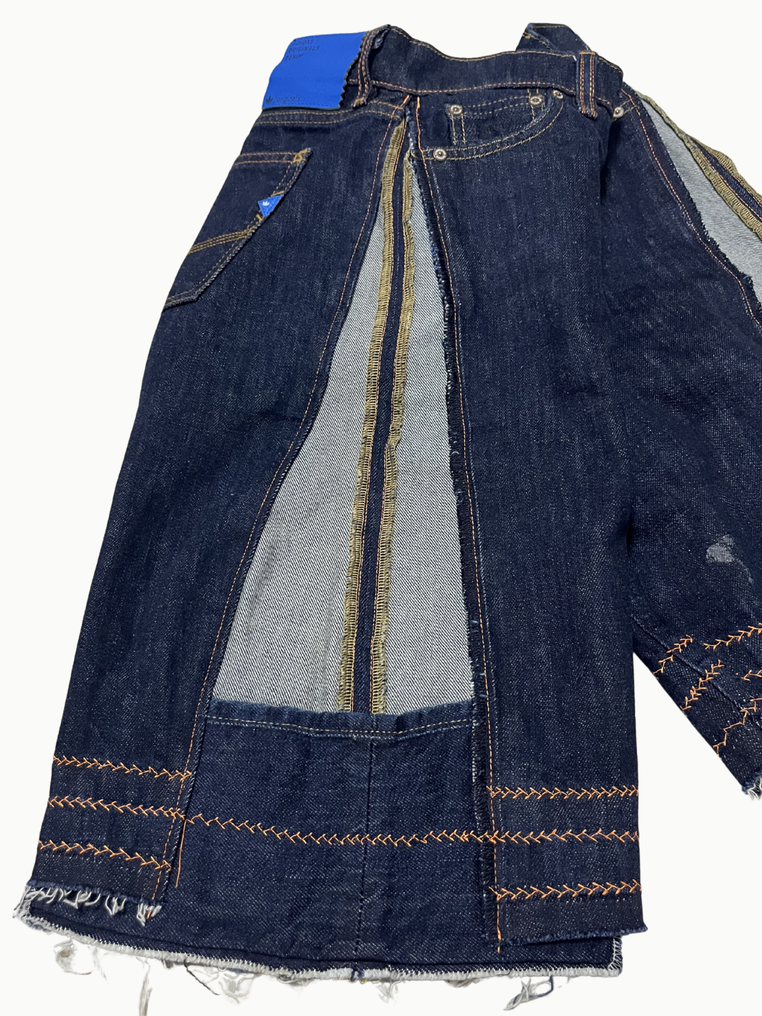 Upcycled Vintage Collection - Double Denim Wide Half Pants (Indigo)