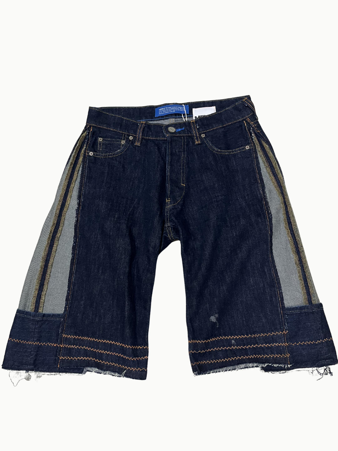 Upcycled Vintage Collection - Double Denim Wide Half Pants (Indigo)
