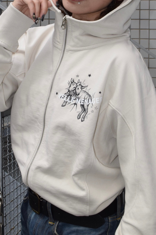 "Two-Headed Sheep" Balloon Fit Hoodie | cream (残り1点)