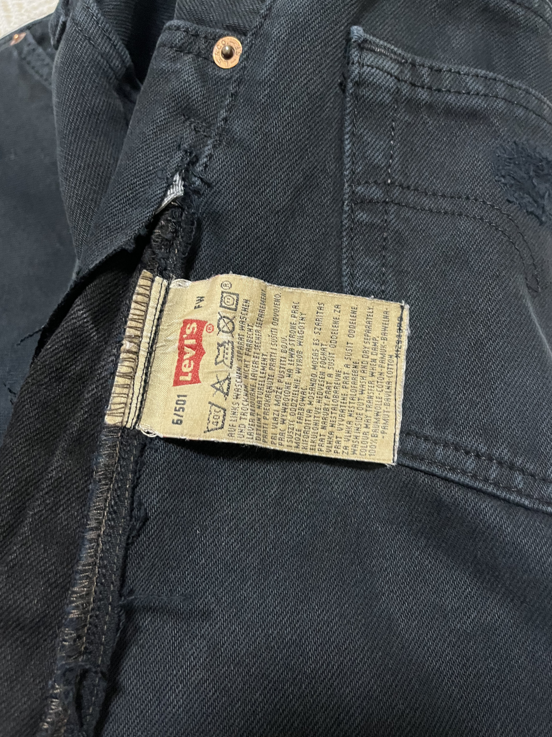 Upcycled Vintage Collection - Double Denim Wide Half Pants (Vintage Black)