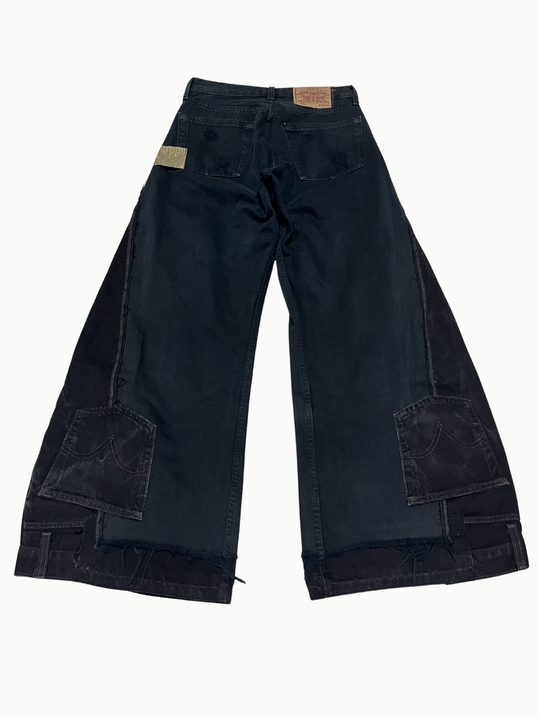 Upcycled Vintage Collection - Double Denim Wide Half Pants (Vintage Black)