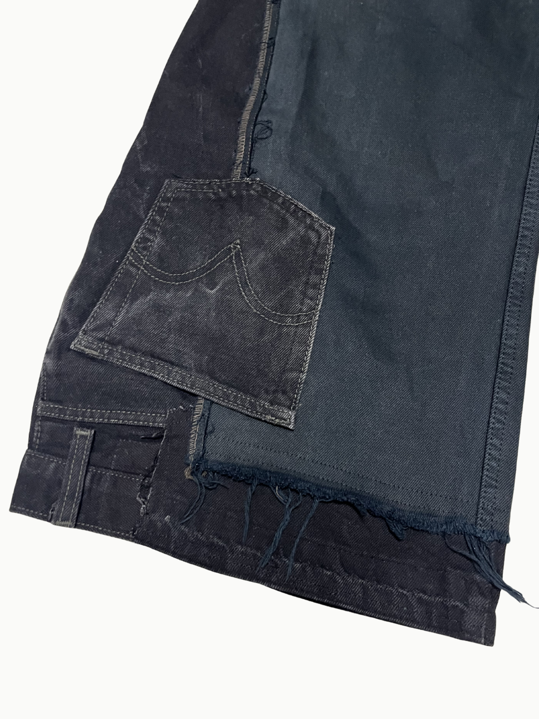 Upcycled Vintage Collection - Double Denim Wide Half Pants (Vintage Black)