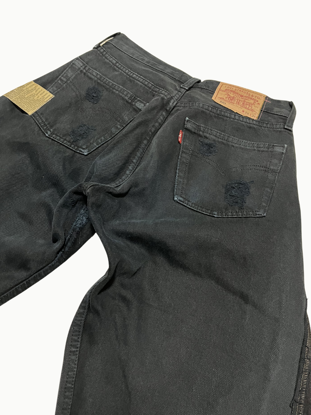 Upcycled Vintage Collection - Double Denim Wide Half Pants (Vintage Black)