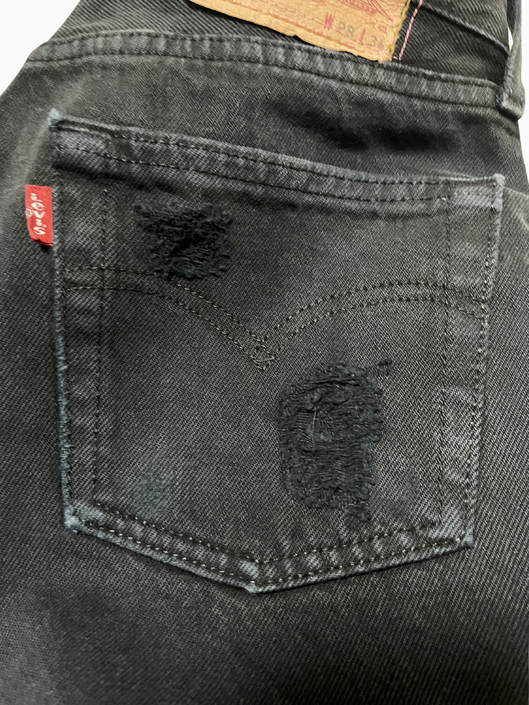 Upcycled Vintage Collection - Double Denim Wide Half Pants (Vintage Black)