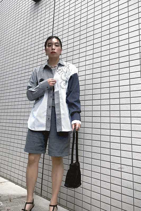 Upcycled Vintage Collection - Patchwork Stripe Shirt