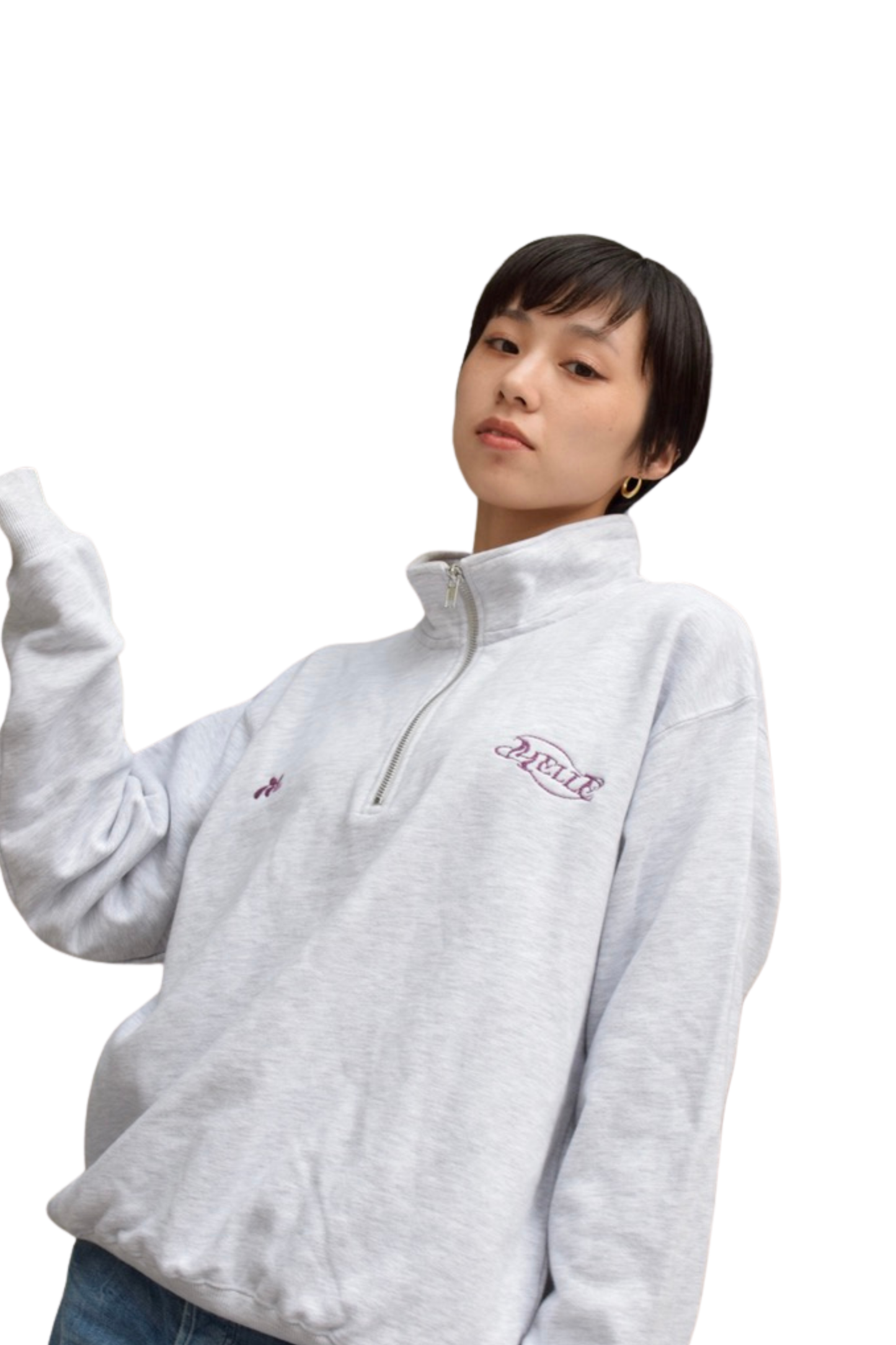 Half-Zip Pile Sweat | ash×burugundy (残りわずか)