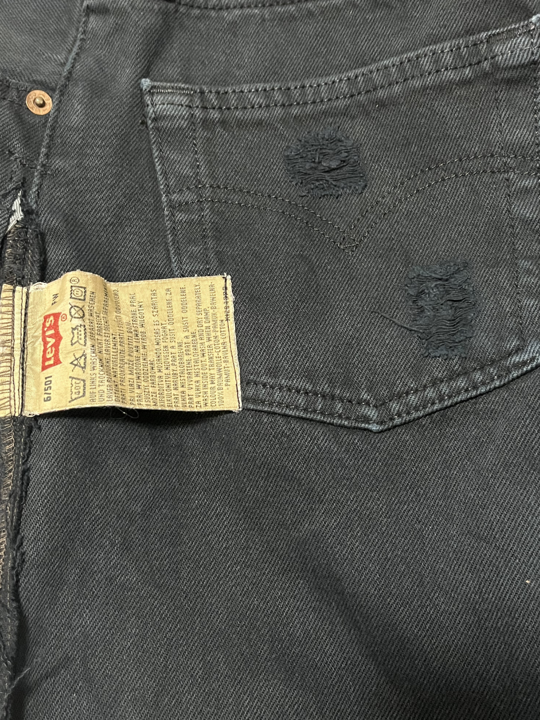 Upcycled Vintage Collection - Double Denim Wide Half Pants (Vintage Black)