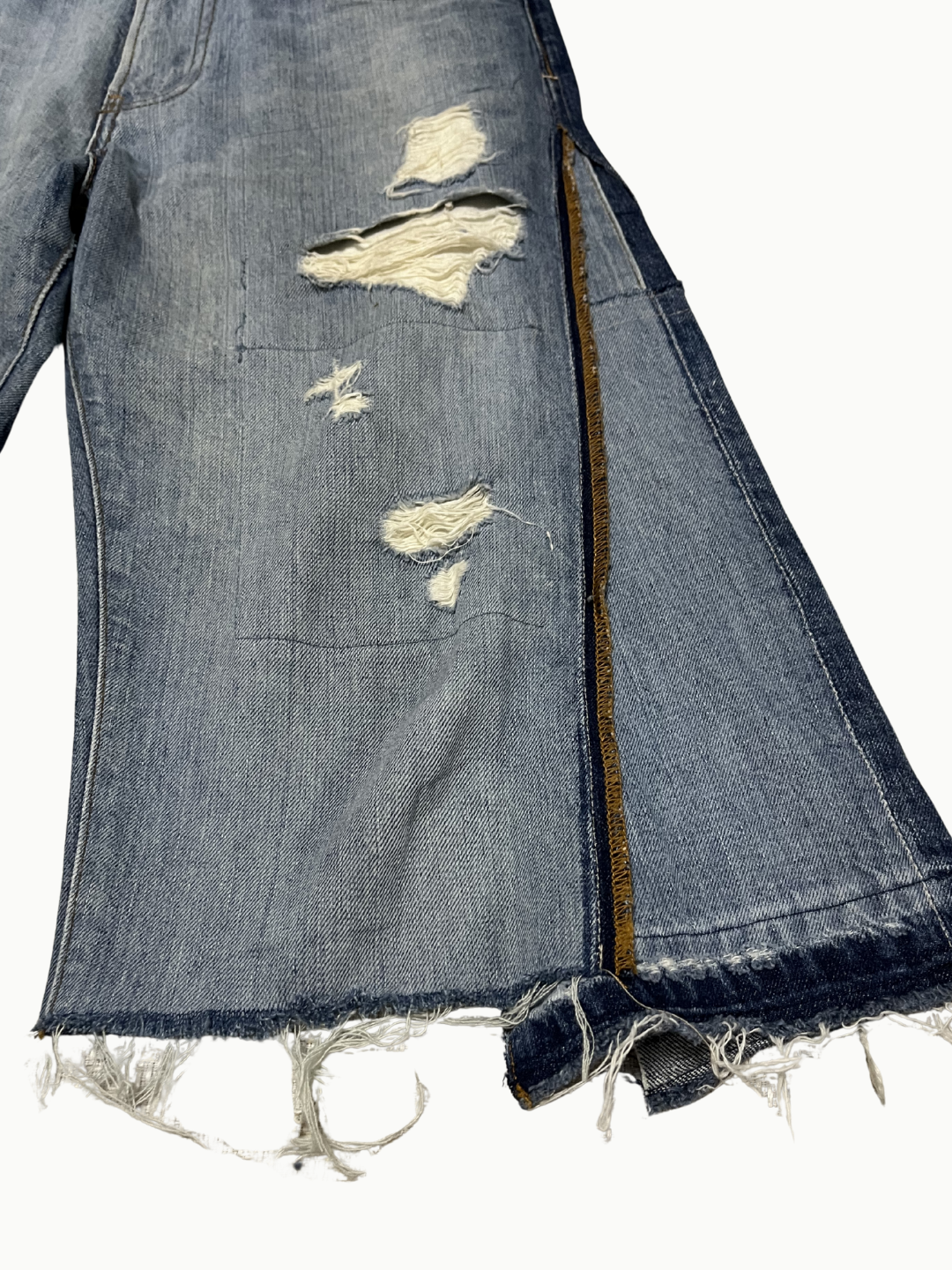 Upcycled Vintage Collection - Double Denim Wide Half Pants (IFaded Blue)