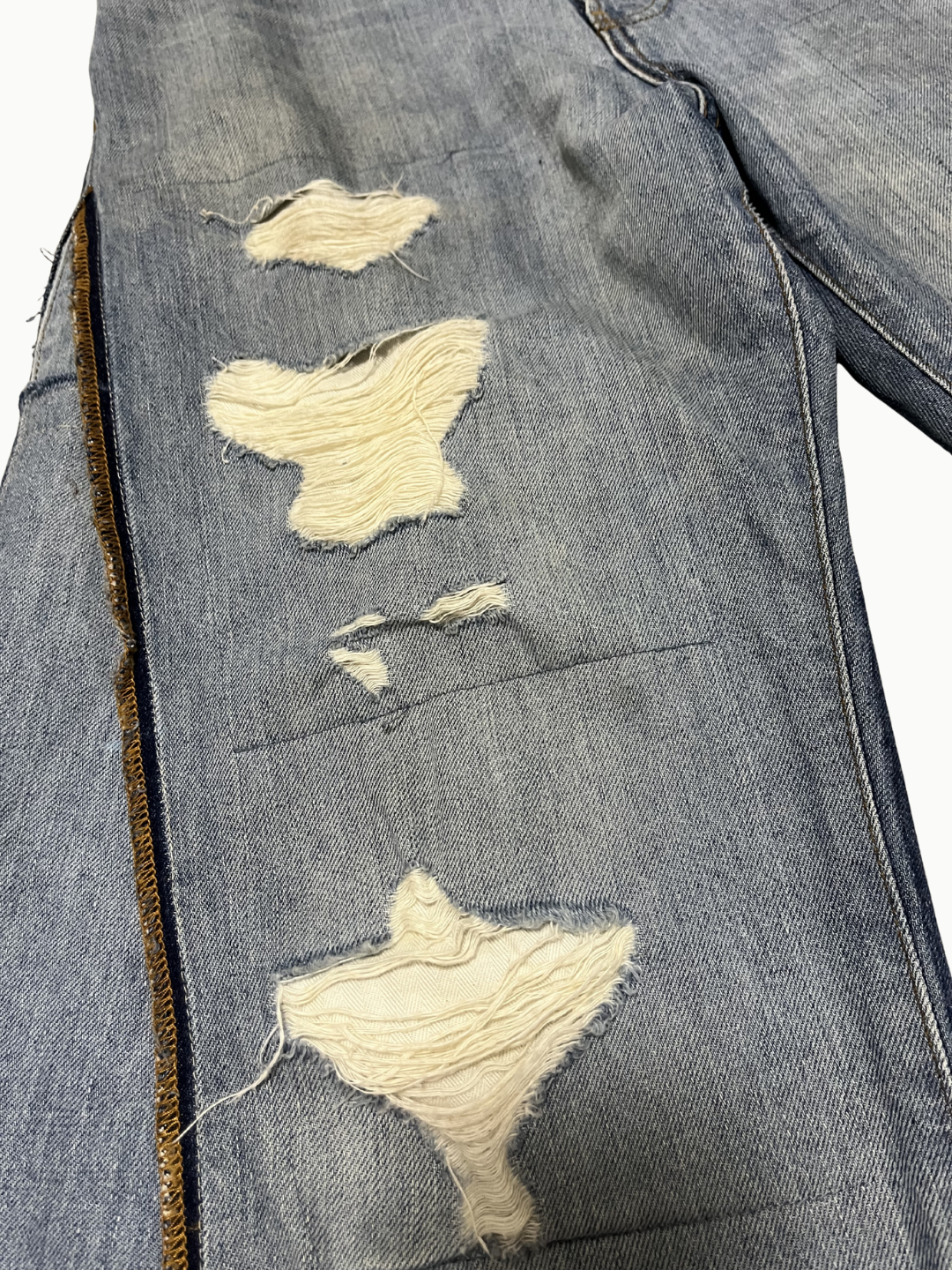 Upcycled Vintage Collection - Double Denim Wide Half Pants (IFaded Blue)