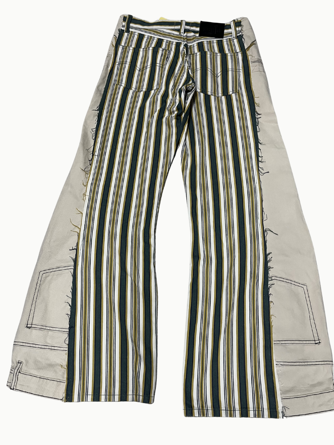 Upcycled Vintage Collection - Double Denim Wide Half Pants (Yellow Stripe)