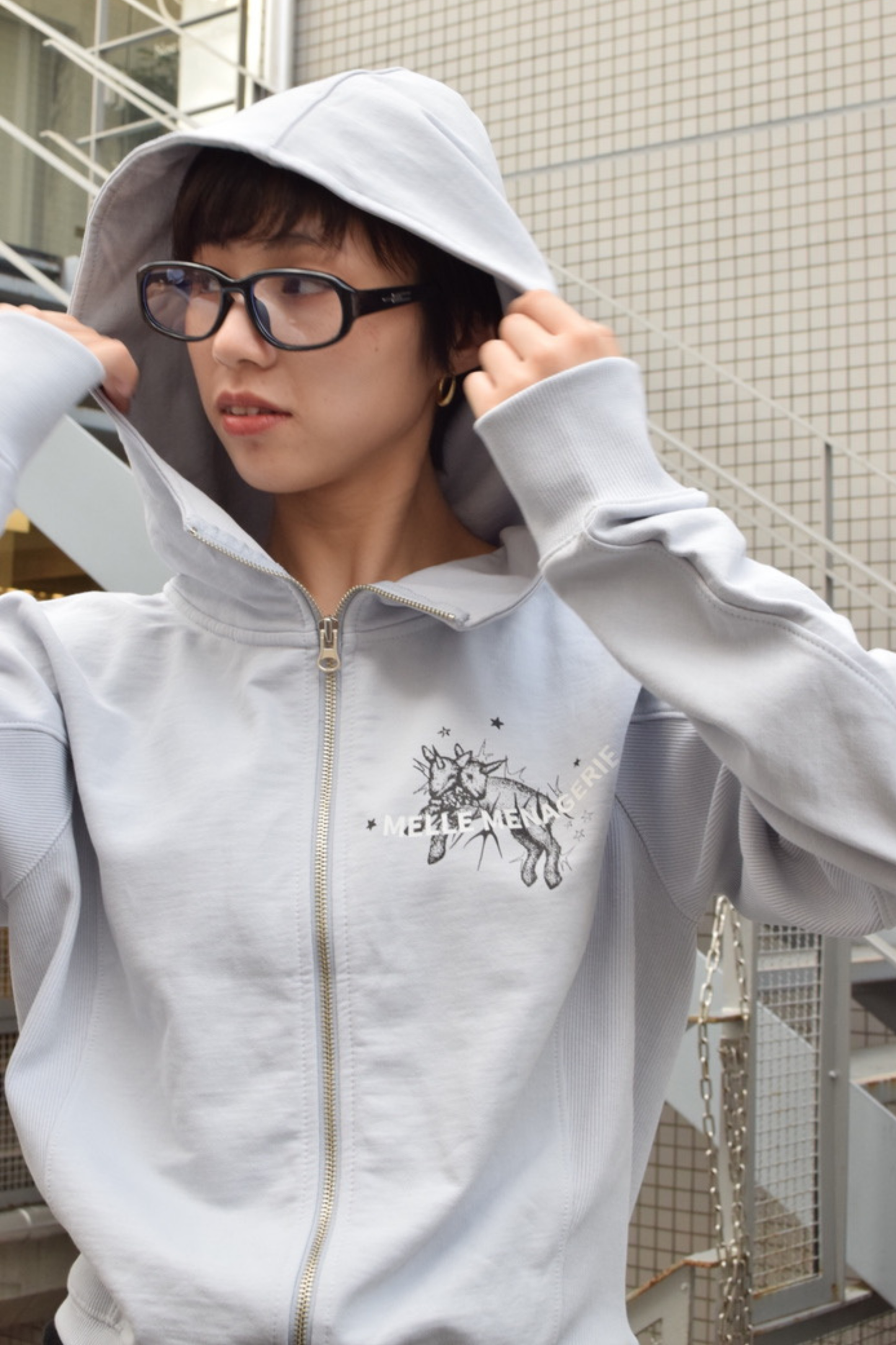 "Two-Headed Sheep" Balloon Fit Hoodie | cream (残り1点)