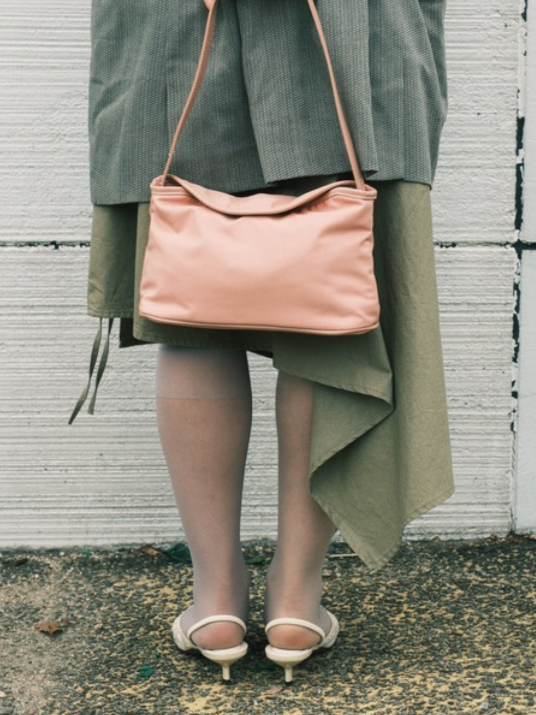 Asymmetric Midi Skirt (Beige)