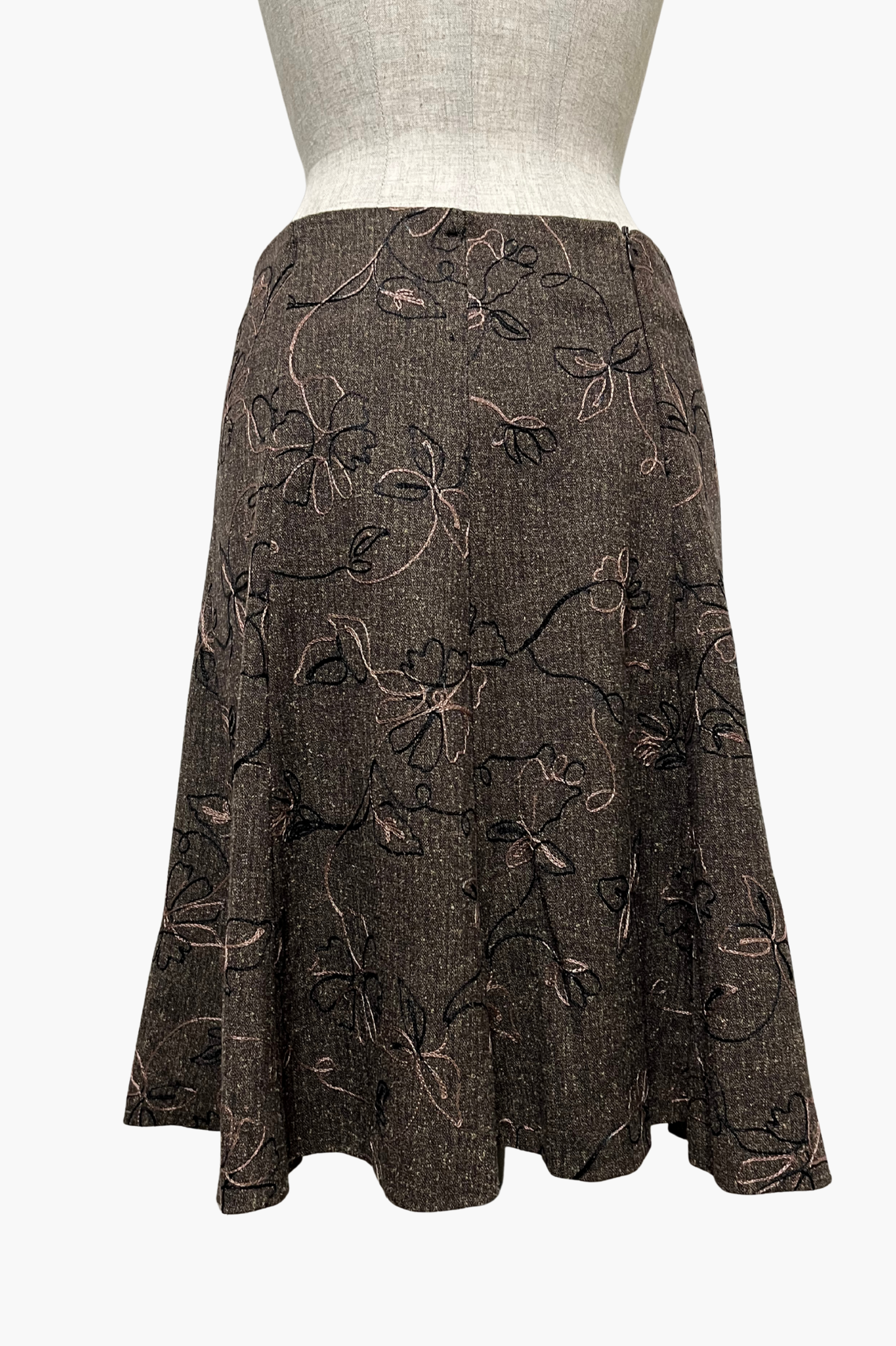 SELECTED VINTAGE / Designed flare flower embroidery skirt