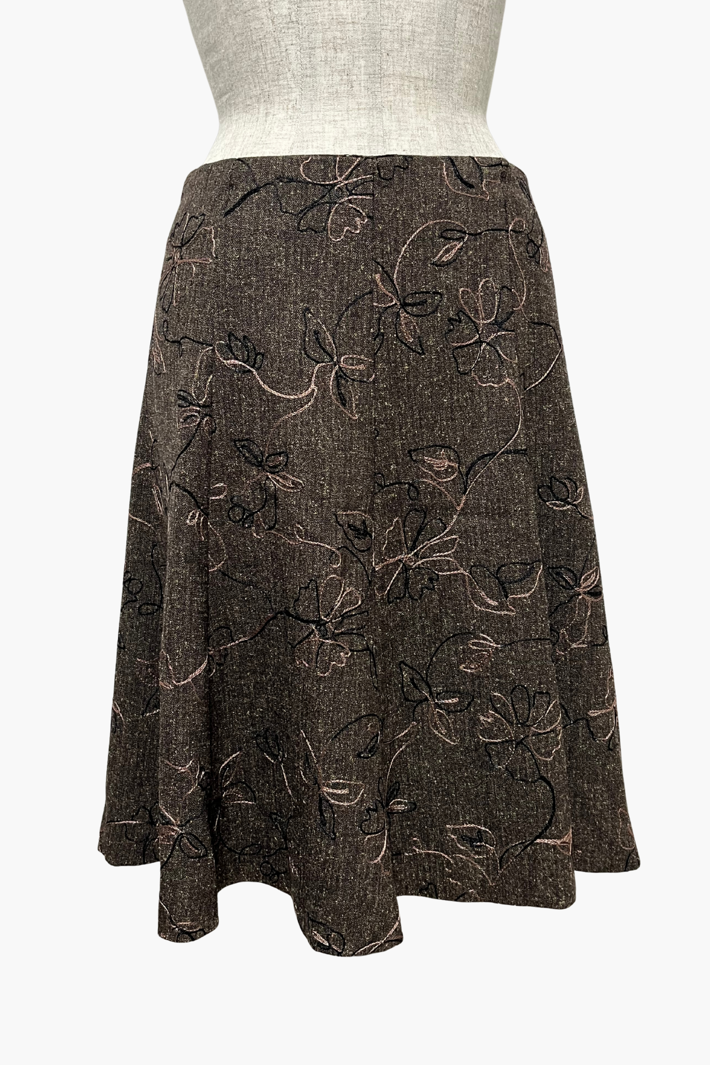 SELECTED VINTAGE / Designed flare flower embroidery skirt