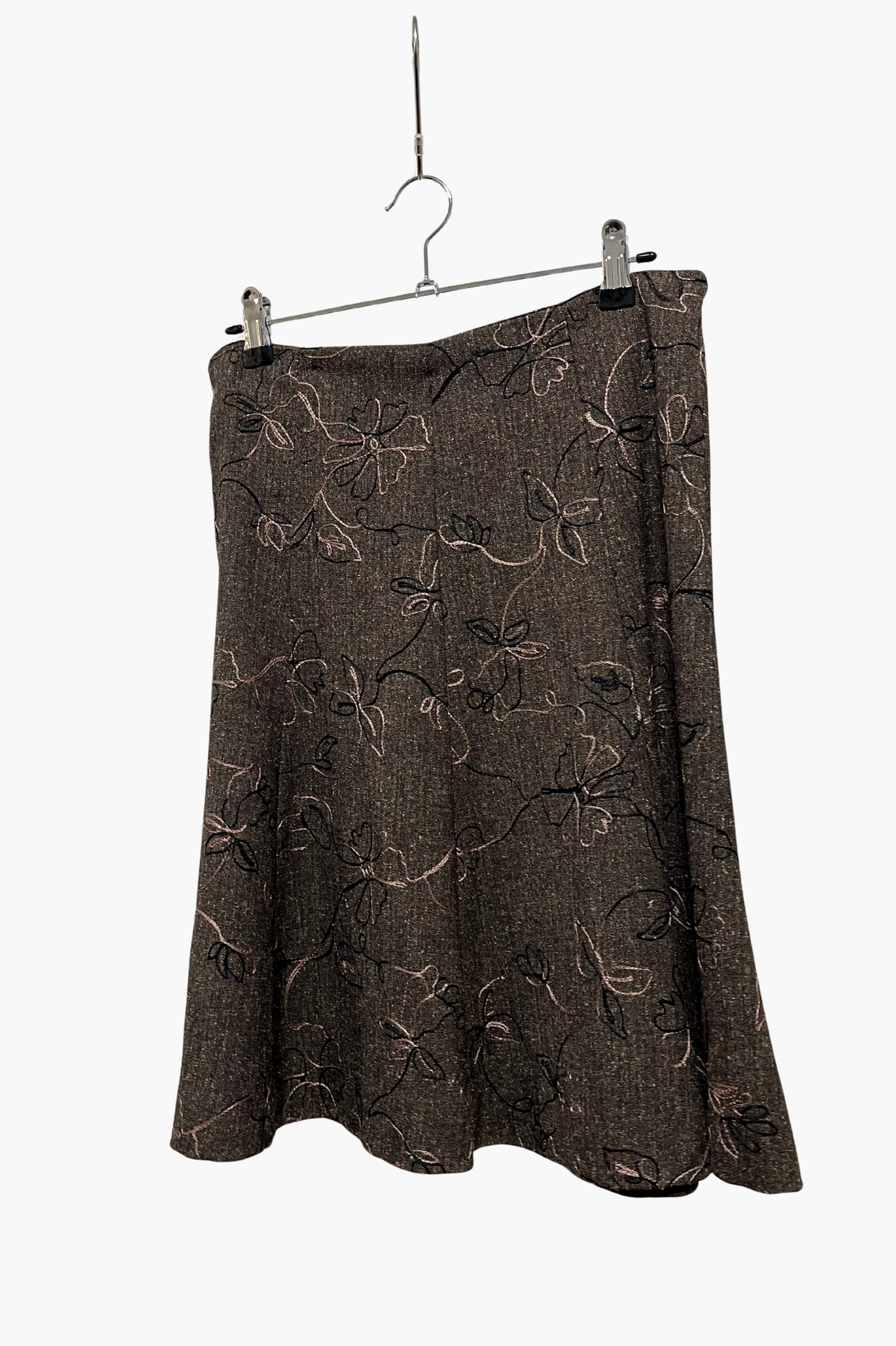 SELECTED VINTAGE / Designed flare flower embroidery skirt