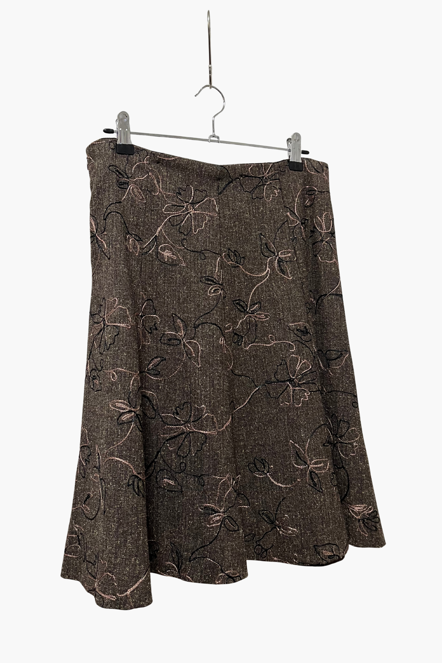 SELECTED VINTAGE / Designed flare flower embroidery skirt